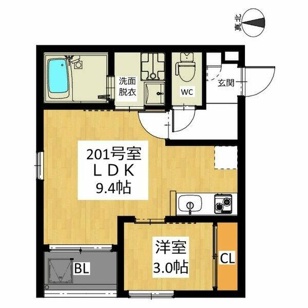 レガリストｅｎ黒川 201｜愛知県名古屋市北区金城町２丁目(賃貸アパート1LDK・2階・31.08㎡)の写真 その2