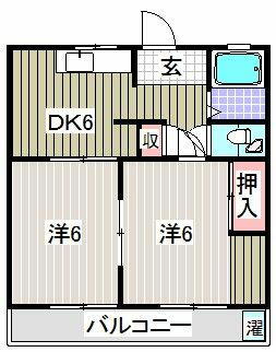 西平ハイツ 201｜静岡県浜松市中央区入野町(賃貸アパート2DK・2階・40.50㎡)の写真 その2