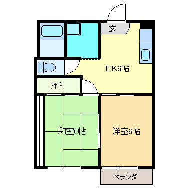 タウニィオーツ　パート２｜栃木県小山市宮本町３丁目(賃貸アパート2DK・3階・41.63㎡)の写真 その2