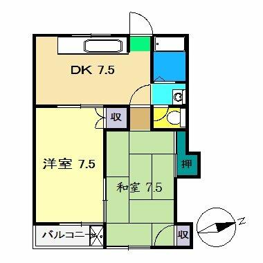 クレールメゾンＫ 103｜高知県高知市新田町(賃貸マンション2DK・1階・44.00㎡)の写真 その2