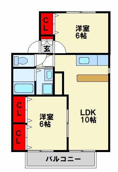 セラビブリアント 102｜福岡県北九州市八幡西区大平１丁目(賃貸アパート2LDK・1階・53.68㎡)の写真 その2