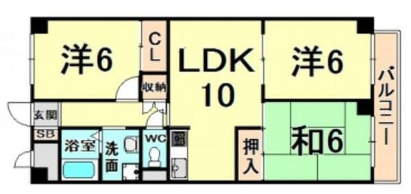 イマキタハイツ２９ 404｜兵庫県尼崎市額田町(賃貸マンション3LDK・4階・60.50㎡)の写真 その2