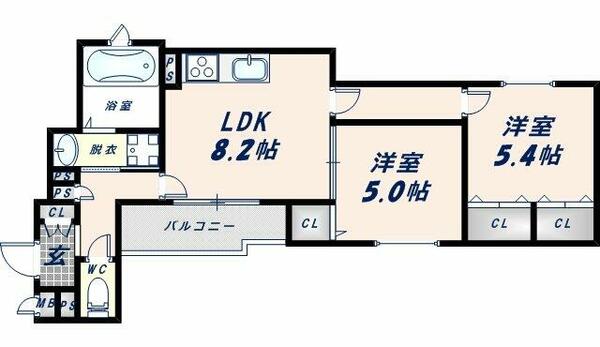 ロータス柏田本町 304｜大阪府東大阪市柏田本町(賃貸アパート2LDK・3階・48.73㎡)の写真 その2