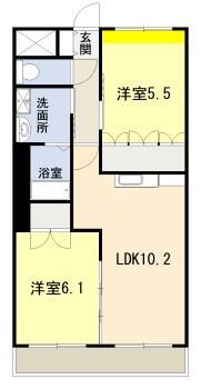 ディアステージシャロン 206｜熊本県八代市上野町(賃貸アパート2LDK・2階・51.30㎡)の写真 その2