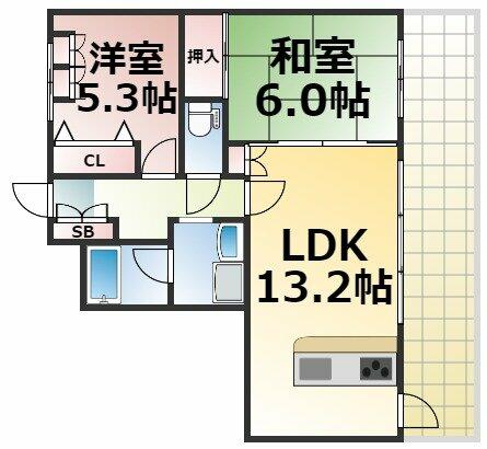 アインス巽｜大阪府大阪市生野区巽北１丁目(賃貸マンション2LDK・2階・56.40㎡)の写真 その2