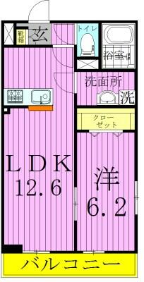 東京都足立区扇２丁目(賃貸マンション1LDK・3階・43.26㎡)の写真 その2
