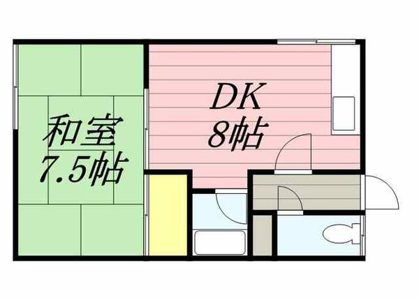 オリンピアⅠ 0002｜北海道札幌市手稲区手稲本町一条２丁目(賃貸アパート1DK・1階・33.12㎡)の写真 その2