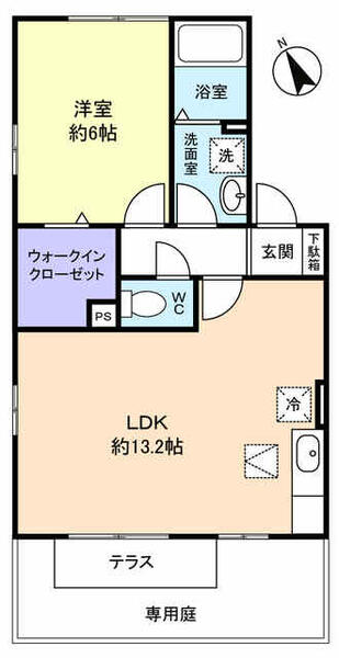 ティアレスクエアＥ 102｜千葉県船橋市坪井東２丁目(賃貸アパート1LDK・1階・42.68㎡)の写真 その2