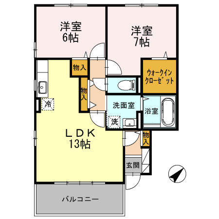 神奈川県横浜市泉区和泉中央南４丁目(賃貸アパート2LDK・1階・61.90㎡)の写真 その2