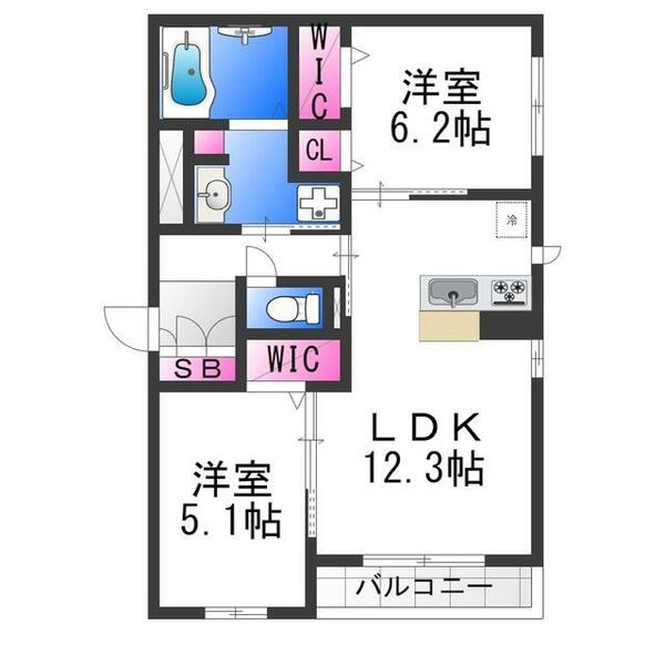 ロイズパレス中百舌鳥ＥＡＳＴＡ｜大阪府堺市北区黒土町(賃貸アパート2LDK・1階・56.70㎡)の写真 その2