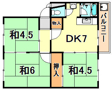 東垂水（３）２号棟 415｜兵庫県神戸市垂水区青山台５丁目(賃貸マンション3DK・4階・45.84㎡)の写真 その2