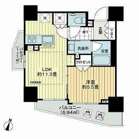 シティハウス四谷三丁目｜東京都新宿区富久町(賃貸マンション1LDK・5階・40.05㎡)の写真 その2