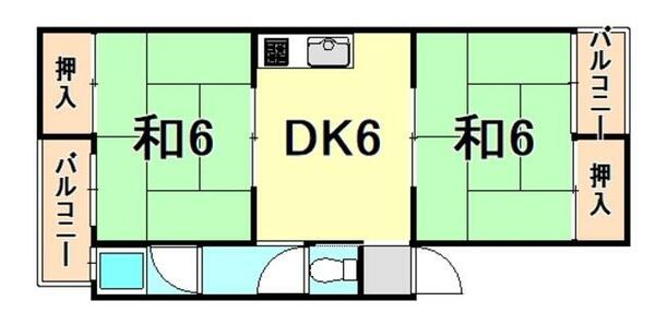 マンション加島 103｜兵庫県尼崎市西難波町２丁目(賃貸マンション2DK・1階・42.67㎡)の写真 その2