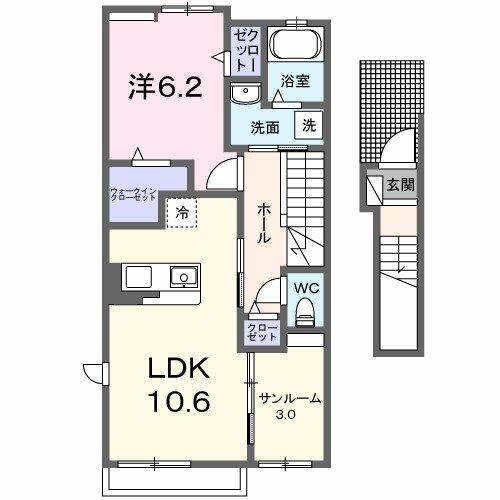 カーサ・フォーリスト 204｜千葉県柏市若柴(賃貸アパート1LDK・2階・51.64㎡)の写真 その2