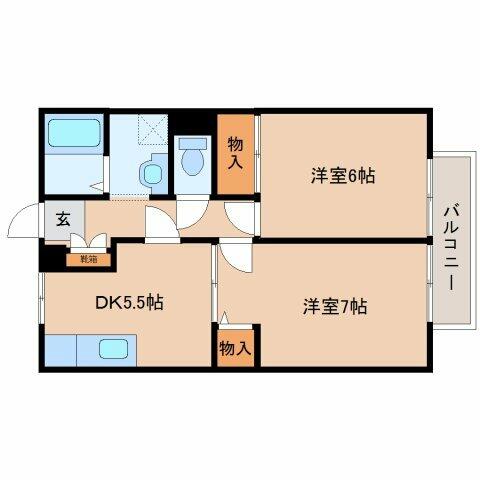 奈良県生駒郡斑鳩町龍田西４丁目(賃貸アパート2DK・2階・46.37㎡)の写真 その2