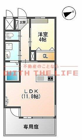 カーサブリランテ櫛原 101｜福岡県久留米市櫛原町(賃貸アパート1LDK・1階・39.00㎡)の写真 その2