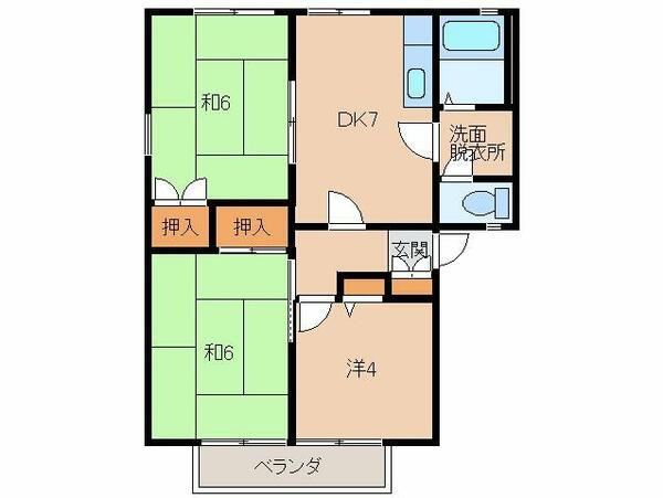 グリーンフル木ノ本｜和歌山県和歌山市木ノ本(賃貸アパート3DK・2階・50.78㎡)の写真 その2