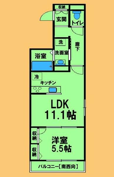 神奈川県相模原市中央区矢部３丁目(賃貸アパート1LDK・1階・44.22㎡)の写真 その2