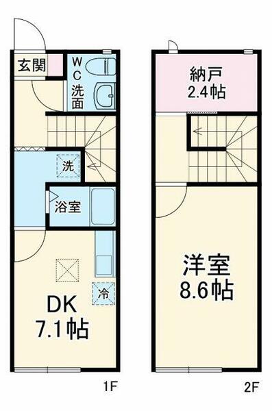 山梨県中央市下河東(賃貸テラスハウス1SDK・--・42.65㎡)の写真 その2