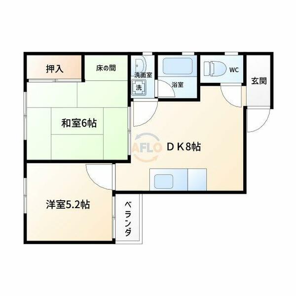 ヤマトコーポ｜大阪府大阪市西区北堀江３丁目(賃貸マンション2DK・3階・42.51㎡)の写真 その2