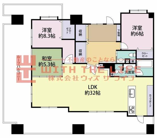 コアマンションフェスティオ久留米 1101｜福岡県久留米市東櫛原町(賃貸マンション3LDK・11階・116.65㎡)の写真 その2