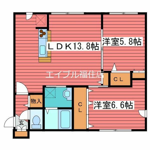 さくら福住｜北海道札幌市豊平区福住一条３丁目(賃貸マンション2LDK・3階・57.40㎡)の写真 その2