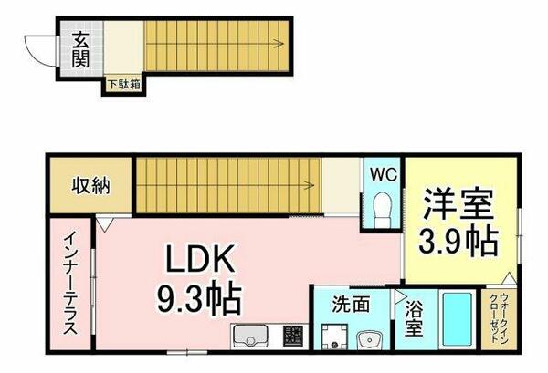 パーチェ・Ｍ｜福岡県北九州市八幡西区西神原町(賃貸アパート1LDK・2階・41.88㎡)の写真 その2