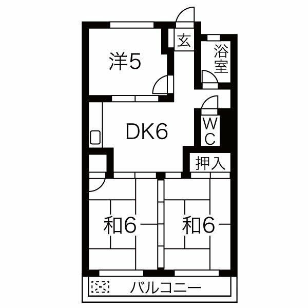 マンション高見 308｜岐阜県岐阜市八代１丁目(賃貸マンション3DK・3階・48.60㎡)の写真 その2