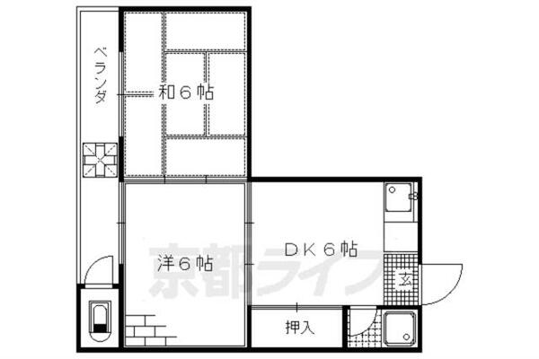 京都府京都市伏見区向島中島町(賃貸マンション2DK・3階・30.00㎡)の写真 その2