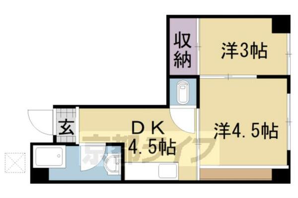 京都府京都市伏見区深草下川原町(賃貸マンション2DK・5階・26.00㎡)の写真 その2