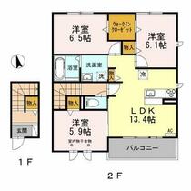 セジュ－ルＫｕｍｏｉ 201 ｜ 岐阜県岐阜市雲井町４丁目（賃貸アパート3LDK・2階・77.86㎡） その2