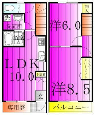 ＲＵＲＡＬ～ルーラル～ 102｜千葉県野田市上花輪(賃貸アパート2LDK・1階・59.64㎡)の写真 その2