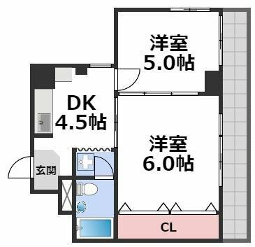 サンビラ大手前｜大阪府大阪市中央区内平野町１丁目(賃貸マンション2DK・10階・37.61㎡)の写真 その2