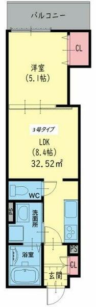 クリエオーレ友井 103｜大阪府東大阪市友井４丁目(賃貸アパート1LDK・1階・32.52㎡)の写真 その2