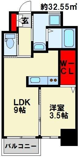 アベニュー小倉ウエスト 903｜福岡県北九州市小倉北区田町(賃貸マンション1LDK・9階・32.55㎡)の写真 その2