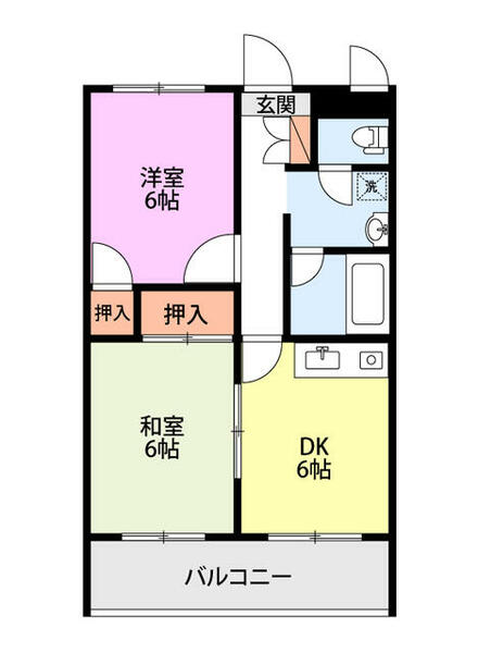 シティクレスト花かいどう 205｜新潟県新潟市東区空港西１丁目(賃貸マンション2DK・2階・44.55㎡)の写真 その2