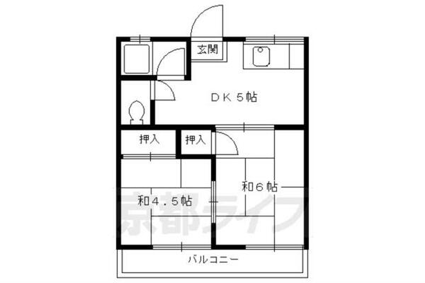 修学院ローズハイツ 203｜京都府京都市左京区修学院薬師堂町(賃貸アパート2DK・2階・29.16㎡)の写真 その2