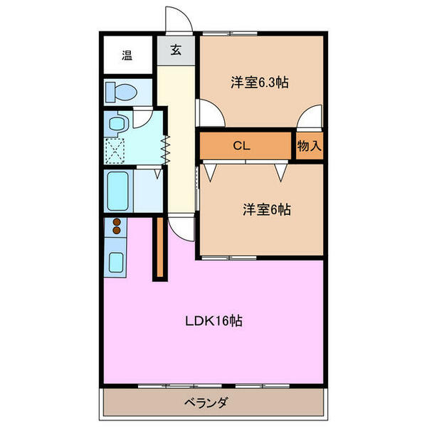 三重県桑名市大字江場(賃貸マンション2LDK・4階・62.37㎡)の写真 その2