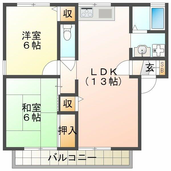 パークヒル王塚台｜兵庫県神戸市西区王塚台３丁目(賃貸アパート2LDK・1階・55.47㎡)の写真 その2