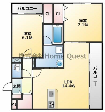 プレゼンス弥刀Ｂ 201｜大阪府東大阪市友井３丁目(賃貸アパート2LDK・2階・63.46㎡)の写真 その1