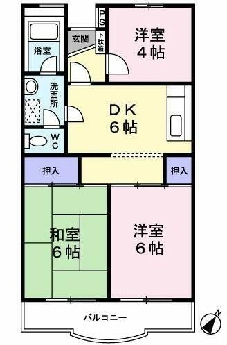 サンハイツコヤマ 0205｜東京都東村山市恩多町２丁目(賃貸マンション3DK・2階・51.61㎡)の写真 その2