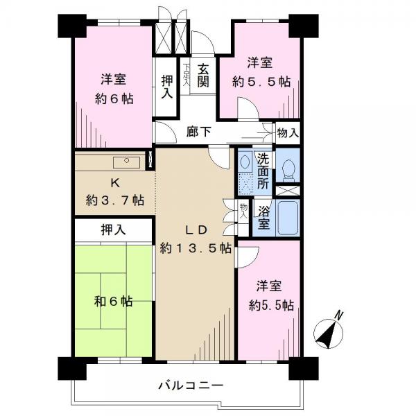 入船東エステート第１号棟｜千葉県浦安市入船６丁目(賃貸マンション4LDK・12階・84.20㎡)の写真 その2