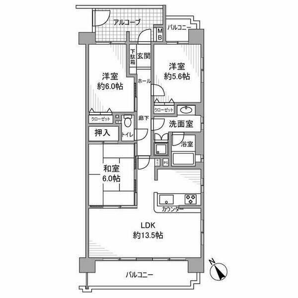 グローリアス本郷 203｜愛知県名古屋市名東区本郷３丁目(賃貸マンション3LDK・2階・76.70㎡)の写真 その2