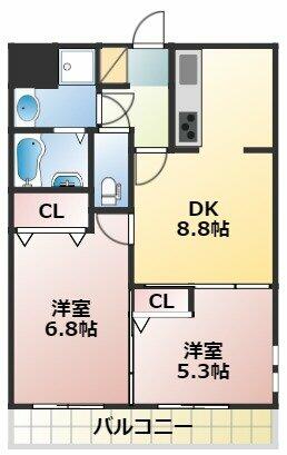 熊本県熊本市中央区本荘３丁目(賃貸マンション2DK・9階・44.97㎡)の写真 その2