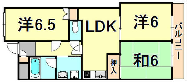 兵庫県西宮市甲子園口北町(賃貸マンション3LDK・3階・53.40㎡)の写真 その2