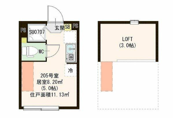 グランディール久我山 205｜東京都杉並区宮前４丁目(賃貸アパート1R・2階・11.13㎡)の写真 その2