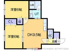 入船１・８｜北海道小樽市入船１丁目(賃貸アパート2DK・1階・44.95㎡)の写真 その2
