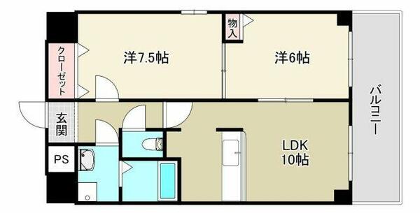 エステイト佐古｜徳島県徳島市佐古六番町(賃貸マンション2LDK・2階・56.05㎡)の写真 その2