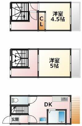 大阪府大阪市東淀川区東淡路２丁目(賃貸一戸建2DK・--・50.55㎡)の写真 その2