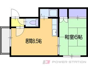 オレンジハウスＢ｜北海道江別市一番町(賃貸アパート1LDK・1階・30.43㎡)の写真 その2